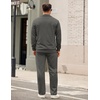 image:imageCOOFANDY Mens Tracksuit 2 Piece Set Geometric Texture Quarter Zip Pullover Sweatshirt Athletic Running SweatsuitsDark Grey