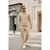 image:imageCOOFANDY Mens Tracksuit 2 Piece Set Geometric Texture Quarter Zip Pullover Sweatshirt Athletic Running SweatsuitsKhaki