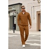 image:imageCOOFANDY Mens Tracksuit 2 Piece Set Geometric Texture Quarter Zip Pullover Sweatshirt Athletic Running SweatsuitsLight Brown