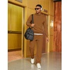 image:imageCOOFANDY Mens Tracksuit 2 Piece Set Geometric Texture Quarter Zip Pullover Sweatshirt Athletic Running SweatsuitsLight Brown