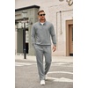 image:imageCOOFANDY Mens Tracksuit 2 Piece Set Geometric Texture Quarter Zip Pullover Sweatshirt Athletic Running SweatsuitsLight Grey