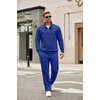 image:imageCOOFANDY Mens Tracksuit 2 Piece Set Geometric Texture Quarter Zip Pullover Sweatshirt Athletic Running SweatsuitsSky Blue