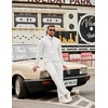 image:imageCOOFANDY Mens Tracksuit 2 Piece Set Geometric Texture Quarter Zip Pullover Sweatshirt Athletic Running SweatsuitsWhite