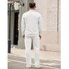 image:imageCOOFANDY Mens Tracksuit 2 Piece Set Geometric Texture Quarter Zip Pullover Sweatshirt Athletic Running SweatsuitsWhite