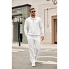image:imageCOOFANDY Mens Tracksuit 2 Piece Set Geometric Texture Quarter Zip Pullover Sweatshirt Athletic Running SweatsuitsWhite