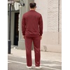 image:imageCOOFANDY Mens Tracksuit 2 Piece Set Geometric Texture Quarter Zip Pullover Sweatshirt Athletic Running SweatsuitsWine Red