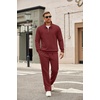 image:imageCOOFANDY Mens Tracksuit 2 Piece Set Geometric Texture Quarter Zip Pullover Sweatshirt Athletic Running SweatsuitsWine Red