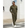 image:imageCOOFANDY Mens Tracksuits 2 Piece Casual Athletic Sweatsuit Quarter Zip Pullover Long Sleeve Running Sport OutfitsArmy Green