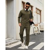 image:imageCOOFANDY Mens Tracksuits 2 Piece Casual Athletic Sweatsuit Quarter Zip Pullover Long Sleeve Running Sport OutfitsArmy Green
