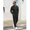 image:imageCOOFANDY Mens Tracksuits 2 Piece Casual Athletic Sweatsuit Quarter Zip Pullover Long Sleeve Running Sport OutfitsBlack