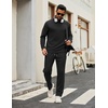 image:imageCOOFANDY Mens Tracksuits 2 Piece Casual Athletic Sweatsuit Quarter Zip Pullover Long Sleeve Running Sport OutfitsBlack