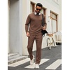 image:imageCOOFANDY Mens Tracksuits 2 Piece Casual Athletic Sweatsuit Quarter Zip Pullover Long Sleeve Running Sport OutfitsBrown