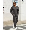 image:imageCOOFANDY Mens Tracksuits 2 Piece Casual Athletic Sweatsuit Quarter Zip Pullover Long Sleeve Running Sport OutfitsDark Grey