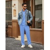 image:imageCOOFANDY Mens Tracksuits 2 Piece Casual Athletic Sweatsuit Quarter Zip Pullover Long Sleeve Running Sport OutfitsLight Blue