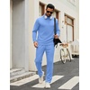 image:imageCOOFANDY Mens Tracksuits 2 Piece Casual Athletic Sweatsuit Quarter Zip Pullover Long Sleeve Running Sport OutfitsLight Blue