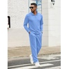 image:imageCOOFANDY Mens Tracksuits 2 Piece Casual Athletic Sweatsuit Quarter Zip Pullover Long Sleeve Running Sport OutfitsLight Blue