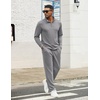 image:imageCOOFANDY Mens Tracksuits 2 Piece Casual Athletic Sweatsuit Quarter Zip Pullover Long Sleeve Running Sport OutfitsLight Grey