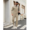 image:imageCOOFANDY Mens Tracksuits 2 Piece Casual Athletic Sweatsuit Quarter Zip Pullover Long Sleeve Running Sport OutfitsLight Khaki