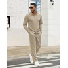 image:imageCOOFANDY Mens Tracksuits 2 Piece Casual Athletic Sweatsuit Quarter Zip Pullover Long Sleeve Running Sport OutfitsLight Khaki
