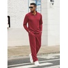 image:imageCOOFANDY Mens Tracksuits 2 Piece Casual Athletic Sweatsuit Quarter Zip Pullover Long Sleeve Running Sport OutfitsWine Red