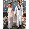 image:imageCOOFANDY Mens Tuxedo Suit Set Slim Fit 2 Piece Dress Suit Shawl Lapel Tuxedo Jacket Pants for Wedding Dinner Prom PartyWhite