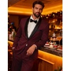 image:imageCOOFANDY Mens Tuxedo Suit Set Slim Fit 2 Piece Dress Suit Shawl Lapel Tuxedo Jacket Pants for Wedding Dinner Prom PartyWine Red