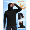 image:imageCOOFANDY Mens UPF 50 Sun Protection Hoodie with Mask Lightweight Long Sleeve SPF Fishing Shirts UV Hiking Running Rash GuardBlack