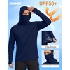 image:imageCOOFANDY Mens UPF 50 Sun Protection Hoodie with Mask Lightweight Long Sleeve SPF Fishing Shirts UV Hiking Running Rash GuardNavy Blue