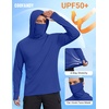 image:imageCOOFANDY Mens UPF 50 Sun Protection Hoodie with Mask Lightweight Long Sleeve SPF Fishing Shirts UV Hiking Running Rash GuardRoyal Blue