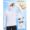 image:imageCOOFANDY Mens UPF 50 Sun Protection Hoodie with Mask Lightweight Long Sleeve SPF Fishing Shirts UV Hiking Running Rash GuardWhite