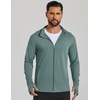 image:imageCOOFANDY Mens UPF 50 Sun Protection Lightweight Full Zip Hoodie Jacket Long Sleeve Fishing Hiking Performance ShirtGrey Green