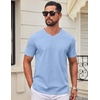image:imageCOOFANDY Mens V Neck T Shirts 100 Cotton Tee Shirt Plain Short Sleeve Casual ShirtsLight Blue