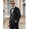 image:imageCOOFANDY Mens Velvet Blazer Notched Lapel Velour Suit Jacket One Button Tuxedo Jackets for Wedding Prom Party DinnerBlack Retro Floral