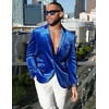image:imageCOOFANDY Mens Velvet Blazer Notched Lapel Velour Suit Jacket One Button Tuxedo Jackets for Wedding Prom Party DinnerBlue