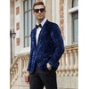 image:imageCOOFANDY Mens Velvet Blazer Notched Lapel Velour Suit Jacket One Button Tuxedo Jackets for Wedding Prom Party DinnerBlue Retro Floral