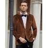 image:imageCOOFANDY Mens Velvet Blazer Notched Lapel Velour Suit Jacket One Button Tuxedo Jackets for Wedding Prom Party DinnerBrown