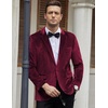 image:imageCOOFANDY Mens Velvet Blazer Notched Lapel Velour Suit Jacket One Button Tuxedo Jackets for Wedding Prom Party DinnerDark Red