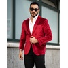 image:imageCOOFANDY Mens Velvet Blazer Notched Lapel Velour Suit Jacket One Button Tuxedo Jackets for Wedding Prom Party DinnerRed