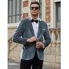image:imageCOOFANDY Mens Velvet Blazer Notched Lapel Velour Suit Jacket One Button Tuxedo Jackets for Wedding Prom Party DinnerStone Blue
