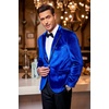 image:imageCOOFANDY Mens Velvet Blazer One Button Velour Tuxedo Jacket Notched Lapel Suit Jackets for Prom Wedding Party DinnerBlue