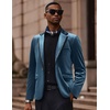 image:imageCOOFANDY Mens Velvet Blazer One Button Velour Tuxedo Jacket Notched Lapel Suit Jackets for Prom Wedding Party DinnerDark Blue Peacock