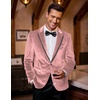 image:imageCOOFANDY Mens Velvet Blazer One Button Velour Tuxedo Jacket Notched Lapel Suit Jackets for Prom Wedding Party DinnerPink