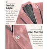 image:imageCOOFANDY Mens Velvet Blazer One Button Velour Tuxedo Jacket Notched Lapel Suit Jackets for Prom Wedding Party DinnerPink