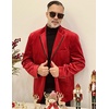 image:imageCOOFANDY Mens Velvet Blazer One Button Velour Tuxedo Jacket Notched Lapel Suit Jackets for Prom Wedding Party DinnerRed