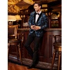 image:imageCOOFANDY Mens Velvet Tuxedo Floral Blazer Jacket One Button Shawl Lapel Suit Jacket for Dinner Prom Party WeddingBlue