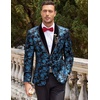 image:imageCOOFANDY Mens Velvet Tuxedo Floral Blazer Jacket One Button Shawl Lapel Suit Jacket for Dinner Prom Party WeddingBlue
