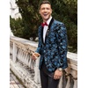 image:imageCOOFANDY Mens Velvet Tuxedo Floral Blazer Jacket One Button Shawl Lapel Suit Jacket for Dinner Prom Party WeddingBlue