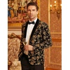 image:imageCOOFANDY Mens Velvet Tuxedo Floral Blazer Jacket One Button Shawl Lapel Suit Jacket for Dinner Prom Party WeddingGolden