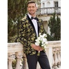 image:imageCOOFANDY Mens Velvet Tuxedo Floral Blazer Jacket One Button Shawl Lapel Suit Jacket for Dinner Prom Party WeddingGolden