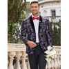 image:imageCOOFANDY Mens Velvet Tuxedo Floral Blazer Jacket One Button Shawl Lapel Suit Jacket for Dinner Prom Party WeddingPurple